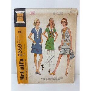 McCalls Misses Two-Piece Dress Pattern 2359 Size 12 Uncut 1970s